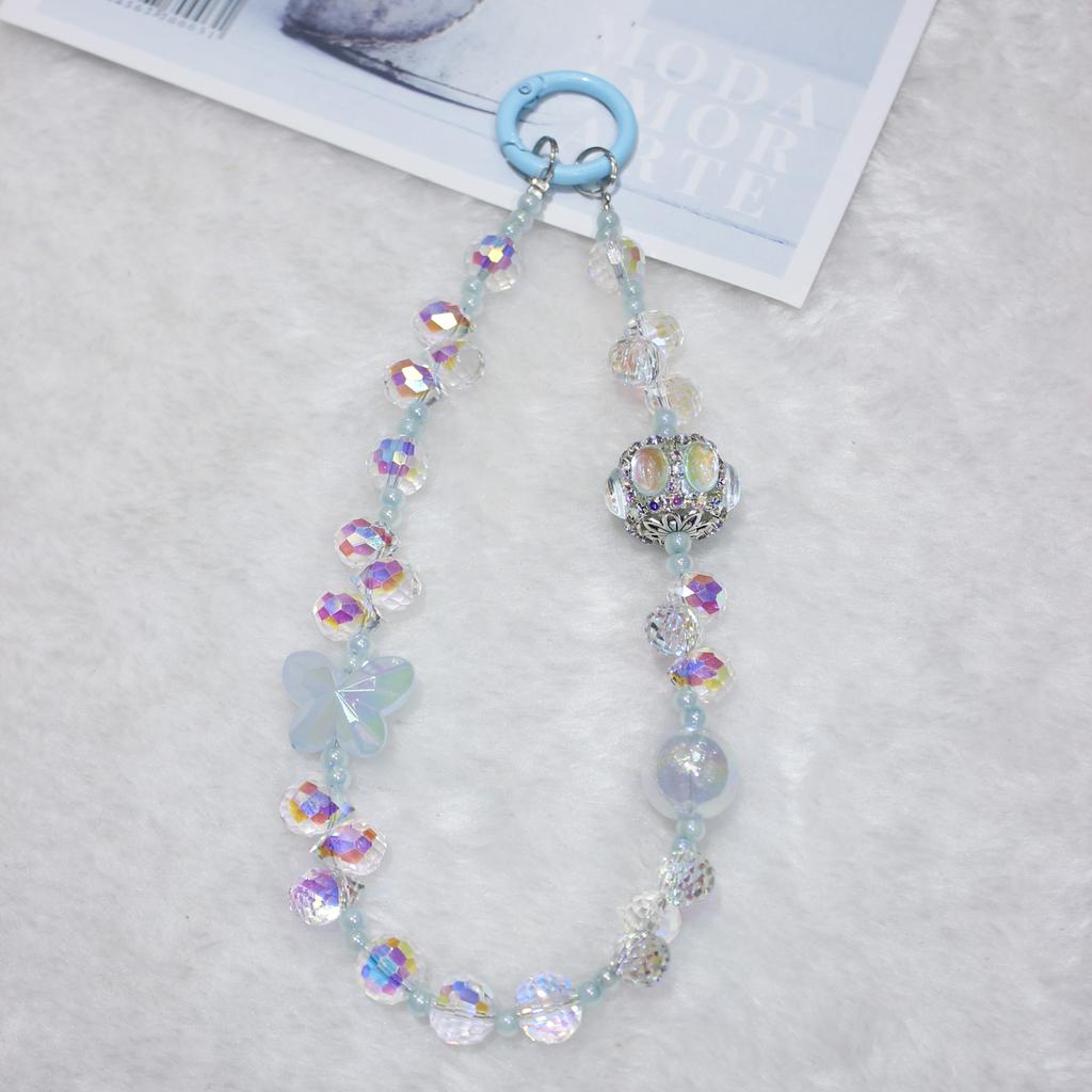 Cell Phone Lanyard 30cm Lantern Water Drop Beads Charm Phone Chain Wrist Strap