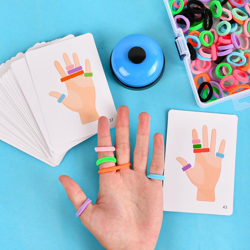 

Early Educational Thinking Training Toy for Kids, Fingers Ring Game with Elastic Bands and Bell, Parent-child Interactive Games