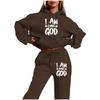 European and American trendy brand fleece sweater sweatpants set, new women's clothing letter printing hoodie women's suit