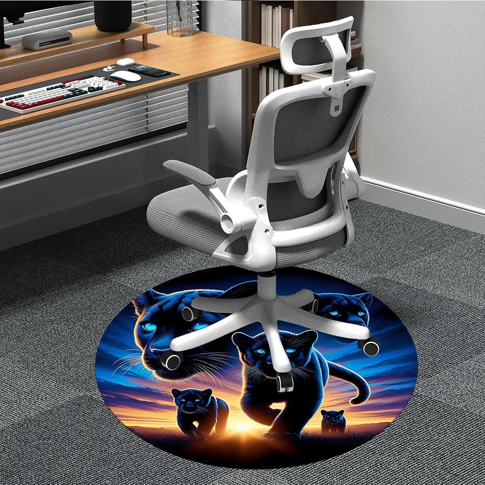 

1pc Panther Family Chair Carpet for Office, Soft Comfortable Mat For Office, Living Room, Bedroom, Machine Washable Carpet yy251112194 80cm by 80cm