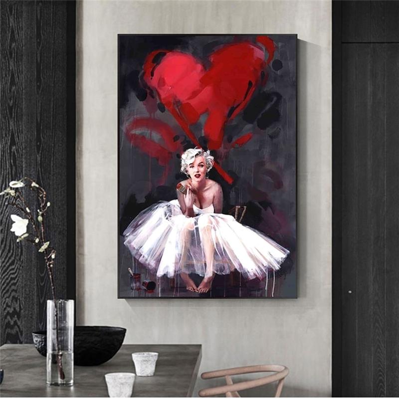 Filmstar-Kunst, Mädchenporträt, Ölgemälde auf Leinwand, Wandkunst, Poster und Druck für abstrakte Mädchenzimmerdekoration, Wanddekoration