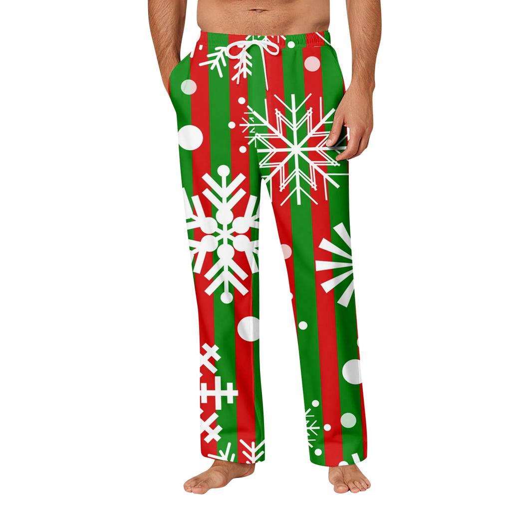 Herren Weihnachten Print Tasche Bequeme Freizeit Hose Zuhause Schlafhose