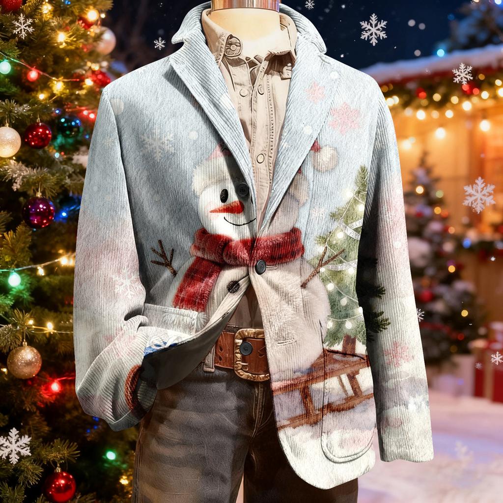 Herren Hässlicher Weihnachten Kord Warmtaschen Anzugjacke Strickjacke Herren Freizeitanzug