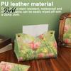 Kitchen Paper Organizer Leather Tissue Box Cover with Oil Painting Pattern, Foldable Desktop Organizer, Napkin Holder Sturdy Case, Facial Dispenser,