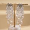 European and American tassel long pearl earrings light luxury high-end stud earrings temperament cold wind trend retro earrings