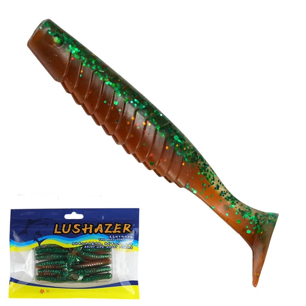 10 Pcs 6.5cm Foot T-tail Soft - Bicolor for Bass