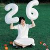 White Aluminum Number Balloon Birthday Photo Props – Perfect for First Birthdays and Outdoor Party Decorations