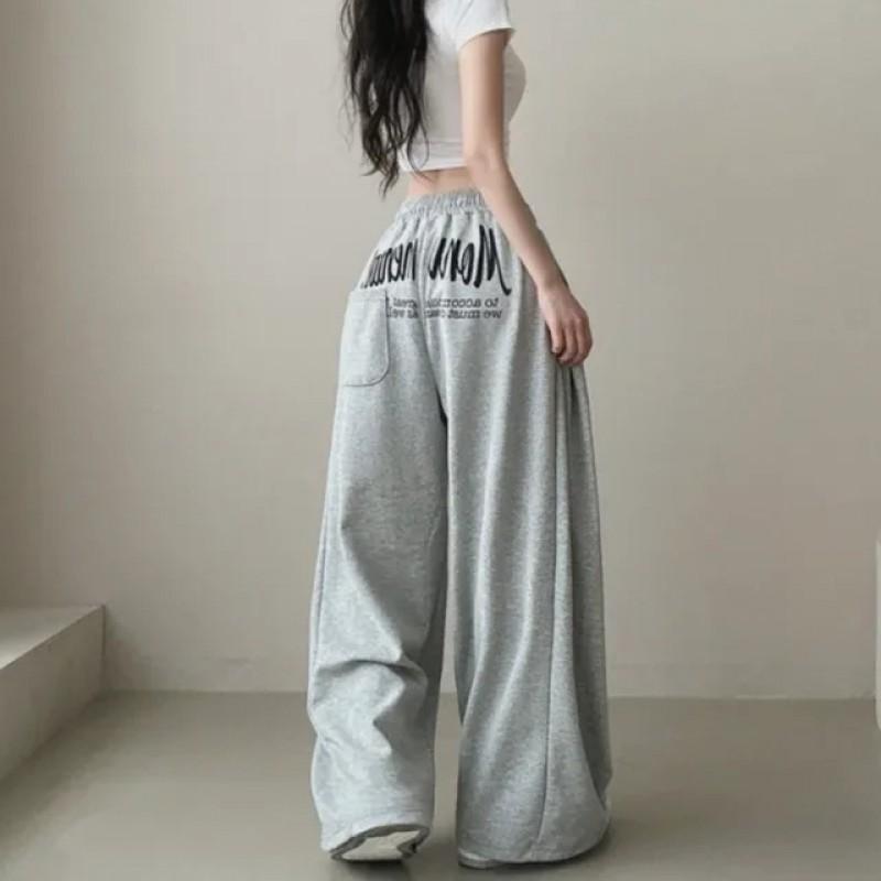 Womens Wide Leg Loose Fit Printed Casual Trousers High Waist Streetwear Pants 2025