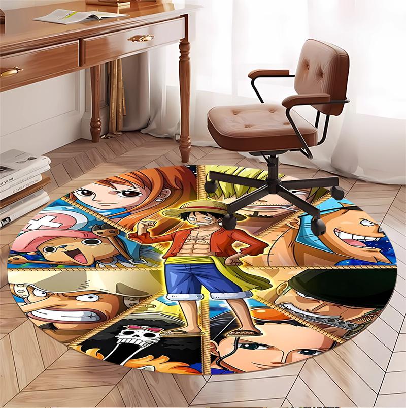 One Piece Pattern Round Rug, Indoor/Outdoor Mat, for Picnic, Gameroom, Bedroom, Office, Living Room, Home Decor Carpet, Birthday Gift