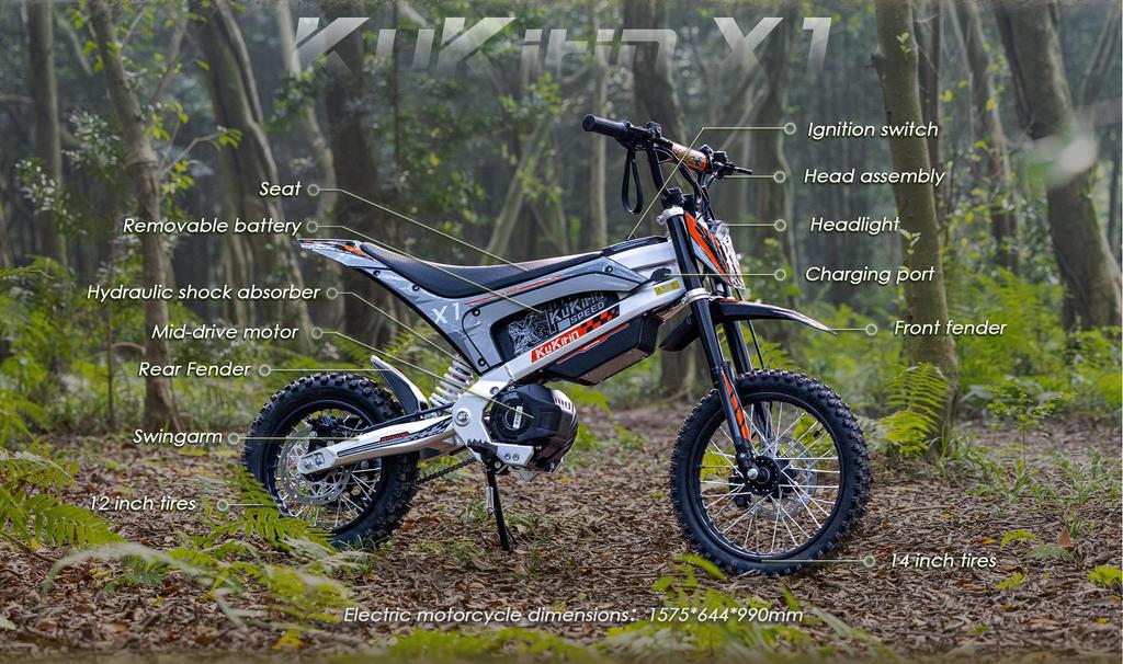 Elektrisches Offroad-Motorrad KuKirin X1, 1000W Motor, 48V 20,8Ah Akku, Höchstgeschwindigkeit 50 km/h, Reichweite 40 km