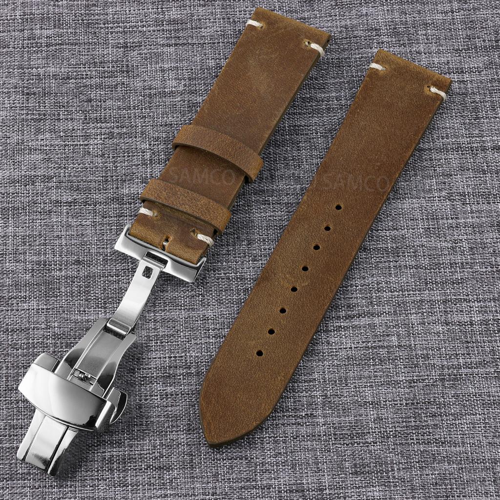 Genuine Leather Watch Bands , Vintage Top Grain Leather Watch Straps 18mm, 19mm, 20mm, 21mm, 22mm, 24mm for Seiko Citizen Orient