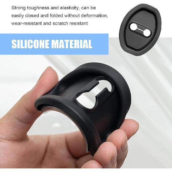 MLY 2 PCS Car Door Latch Lock Cover, Silicone Car Door Latch Covers, Self-Adhesive Anti-Rust Noise Protector Dampers, Doors Look Latch Guard Interior