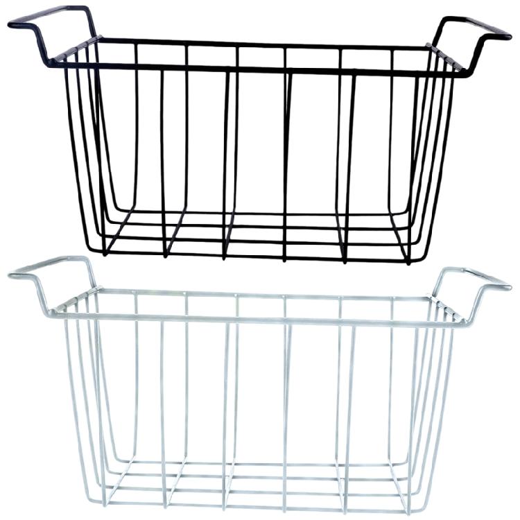 2Pcs Commercial Grade Refrigerator Baskets Reinforced Steel Wire Organizers With Airflows Designs for Frosts Prevention nero