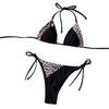 Dámské leopardí patchworkové bikiny Push-Up vycpané plavky plavky plážové oblečení set