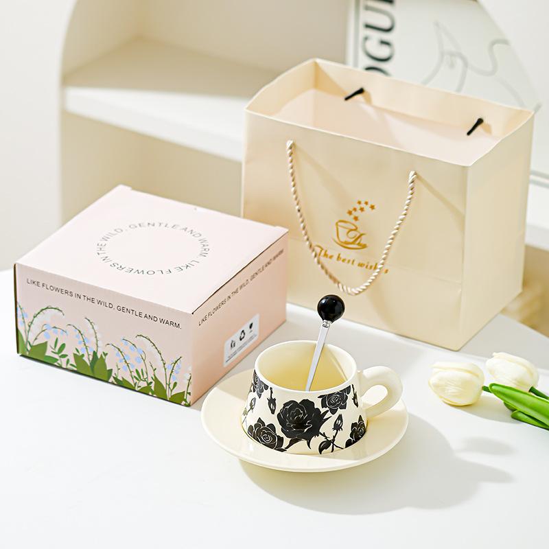 Creative Office Worker Afternoon Tea Coffee Cup Saucer Set Ceramic Cup High End Sense Housewarming Wedding Socks Gift Cup