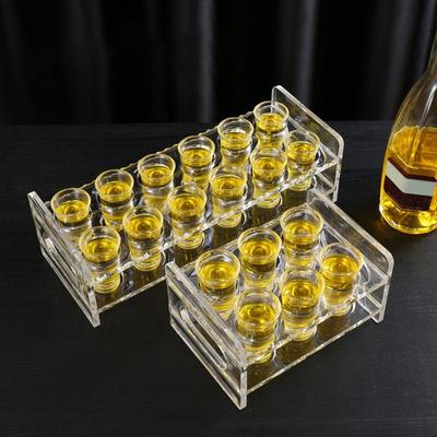 §Akrylowy Uchwyt na Szkło Stojak Wystawowy Bar Uchwyt na Wino Napoje Kubki Przenośny Taca do Degustacji Lotniczej Dwurzędowy 6/8/12 Otworów Kubek