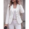 Women S Long Sleeve Blazer Jacket With Turn Down Collar Two Buttons Flap Pockets