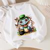 Kids Crewneck Long Sleeve Sweatshirt,Crocodile Leprechaun Gold Pot Butterfly Clover Print