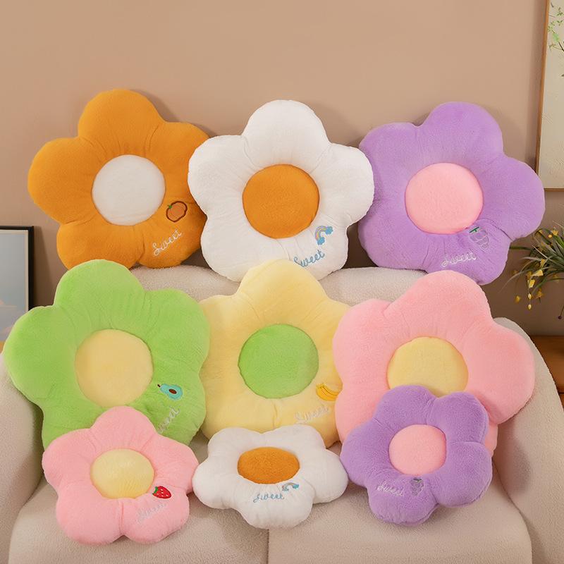 Kissen in Blütenform, Ins-Stil, mehrfarbig, kleine Gänseblümchenblume, Bodenmatte, Heimdekoration, Büro
