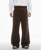 Fanshow (Setup) Pocket Hooded Zipup + Leather Belt Wide Pants- Brown