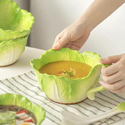 Cabbage Ceramic Bowl Noodle Multifunction Dinnerware Serving Bowls Salad Soup for Tabletop