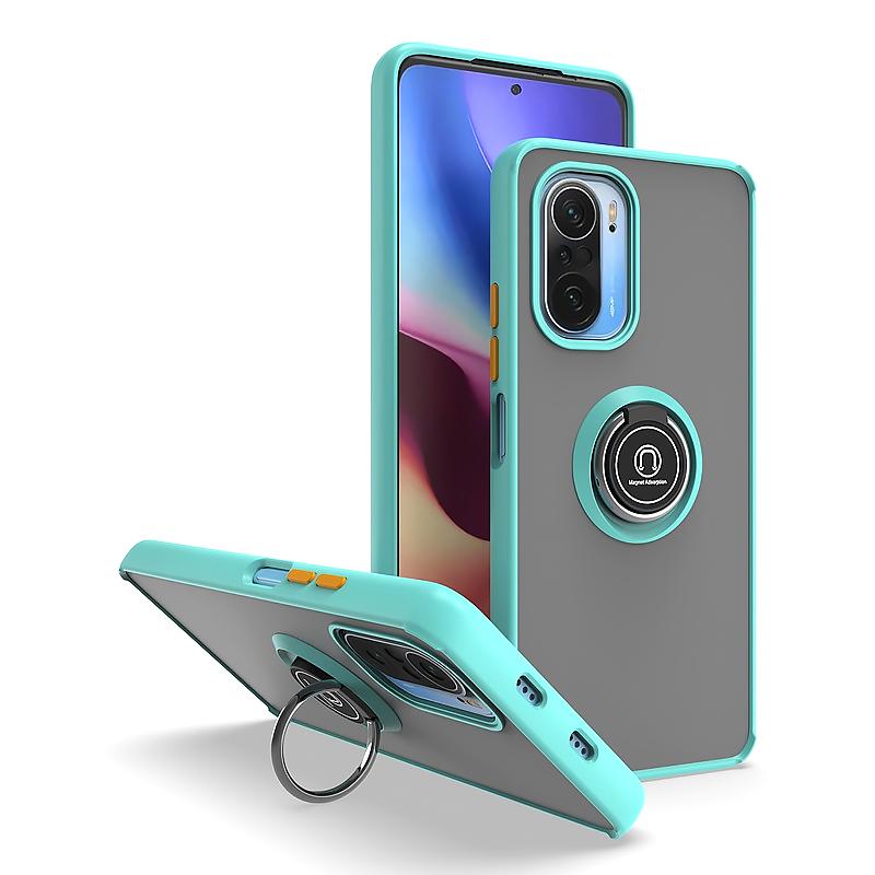 For Xiaomi Poco F3 Case Matte Shockproof Car Magnetic Stand Back Cover for PocoF3 Pocco Poko Little F 3 Armor Hard PC Ring Funda