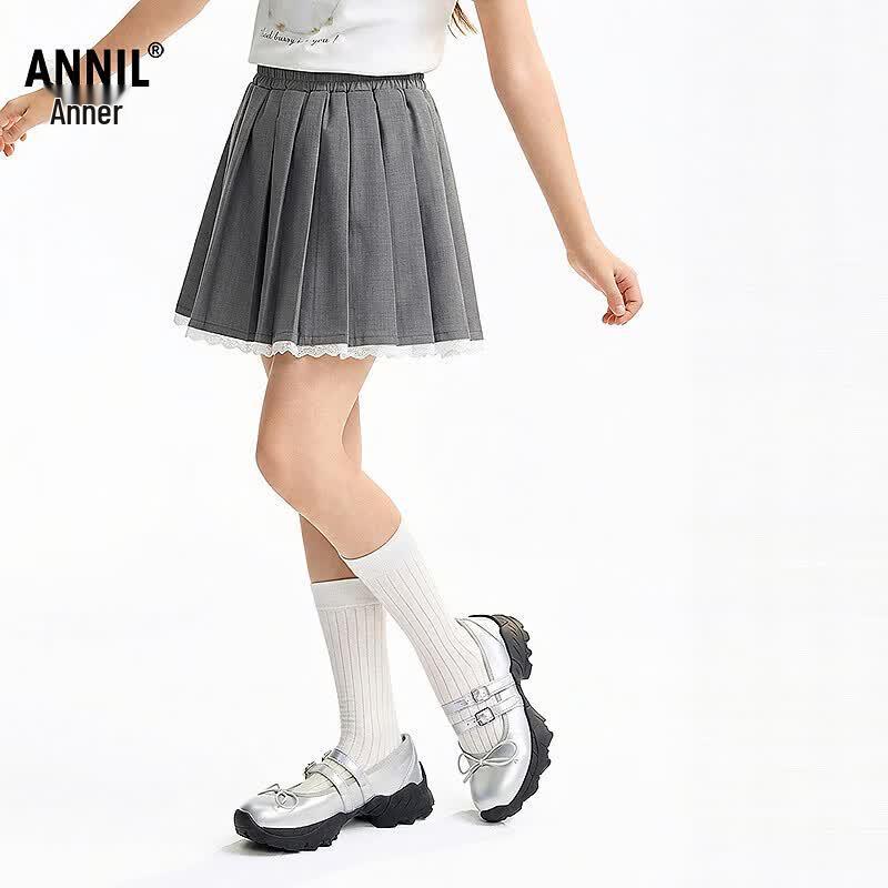 Annil Girls Summer Woven Pleated Skirt 140