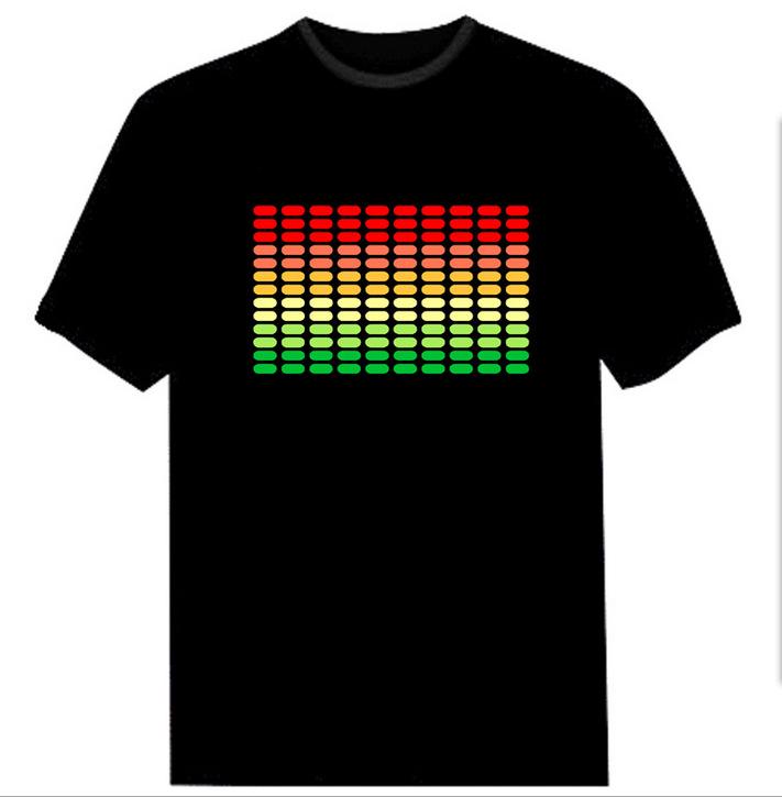 LED Sound Control Music Bar Flashing Luminous Short Sleeve T-shirt for Trendy Clubbing Men and Women.