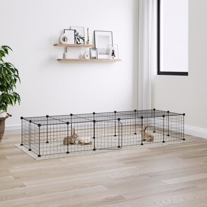 3114056 vidaXL Cage animaux de compagnie à 28 panneaux et porte Noir 35x35 cm