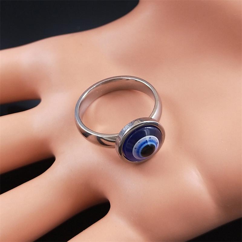 Anello Portafortuna Occhio Blu Malvagio Turco in Acciaio Inossidabile Anelli Dita Moda Donna Colore Argento Gioielli Regalo acciaio inossidabile R320S05