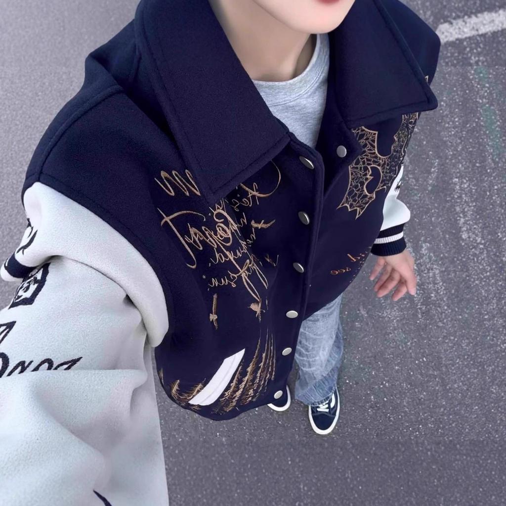 Unisex Vintage Letter Embroidery Baseball Jacket: Loose Fit for Spring & Autumn