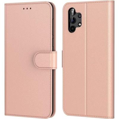 Etui - BOOLING - dla Samsunga A13 5G - Różowe - Wstrząsoodporne - Efekt Skóry - Przechowywanie Kart