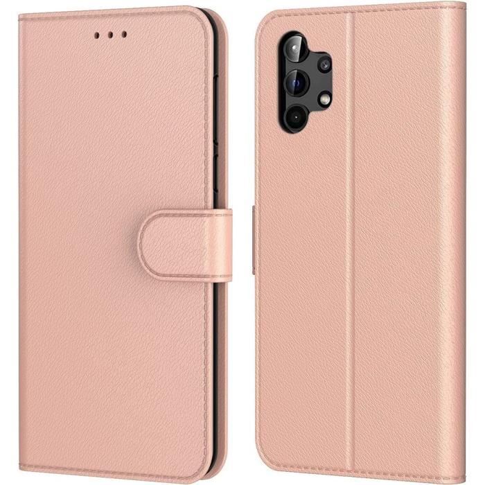 Coque - BOOLING - pour Samsung A13 5G - Rose - Anti-Choc - Effet Cuir - Rangement Carte