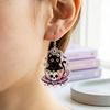 Dark Style Jewelry 1 Pair Halloween Earrings for Women, 2D Acrylic Teacup Black Cat Creative Pendant Gift Dangle Drop Earrings, Gothic Cartoon Party,