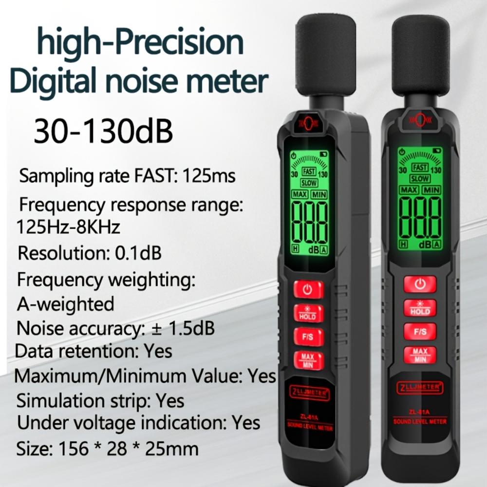 Kompakter digitaler Schallpegelmesser, 30-130dB Dezibel-Monitor, Ideal für Ingenieure, Musiker, Studenten & Fachleute