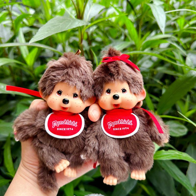 15cm Monchhichi Couple Dolls: Silicone Plush Toy & Bag Pendant