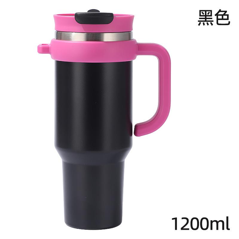 40oz Double Wall 304 Stainless Steel Tumbler with Handle, Dual Drink Sliding Lid Large Capacity Iced Coffee Cold Cup