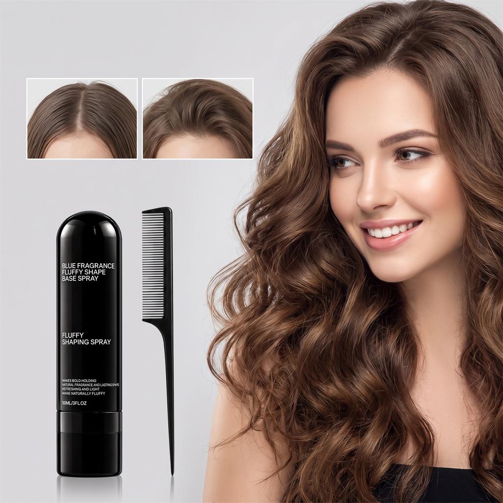 Volumizing styling spray: lightweight texture, fine mist, delicate fragrance, refreshing scent, portable, and easy to use