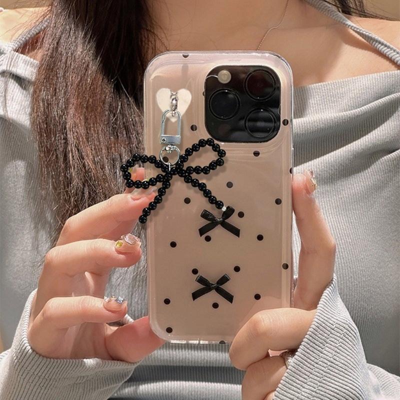 Bowknot Shaped Keychain Pendant Pearls Beaded Butterfly Knots Key Chain Fashionable Bows Ornament for Phones Bag Car Key
