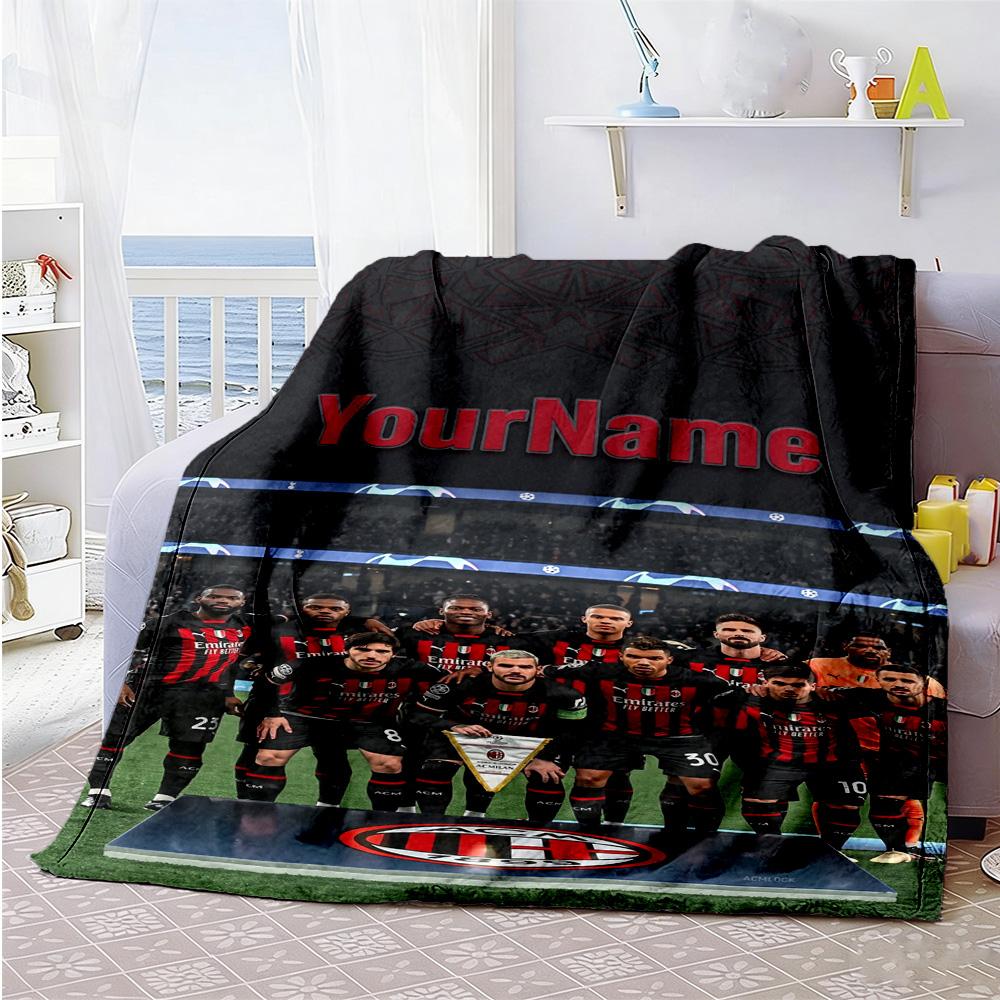 Ac Milan Personalized Text Blanket Cozy Customizable Blanket Durable Comfort Great for Seaside Nap Couch Bed Four Seasons Multipurpose