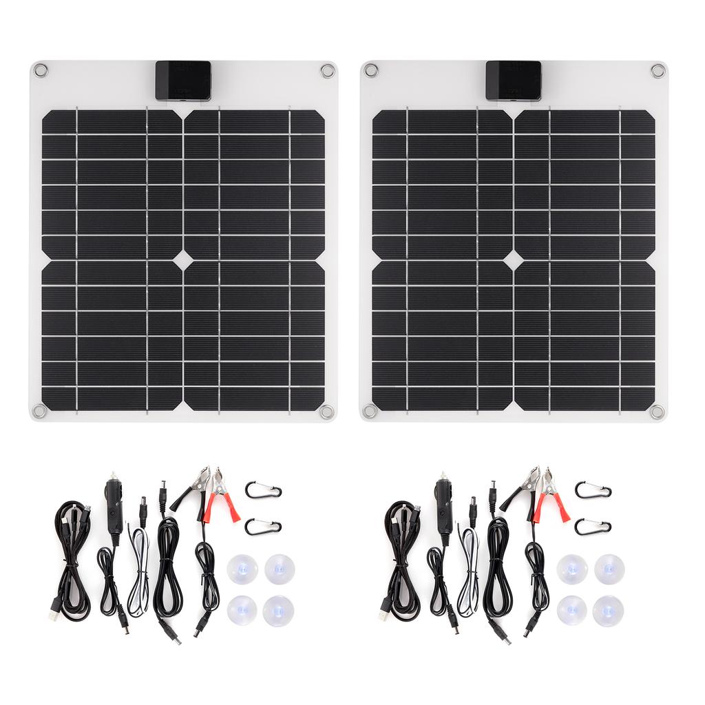 15W*4 5V12V Solar Panel Car Battery Charger with USB DC Chain Output Ports Portable Waterproof