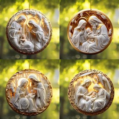 New 2D Flat Acrylic Flat To Easter Nativity Christmas Car Christmas Tree Wall Pendant Decoration