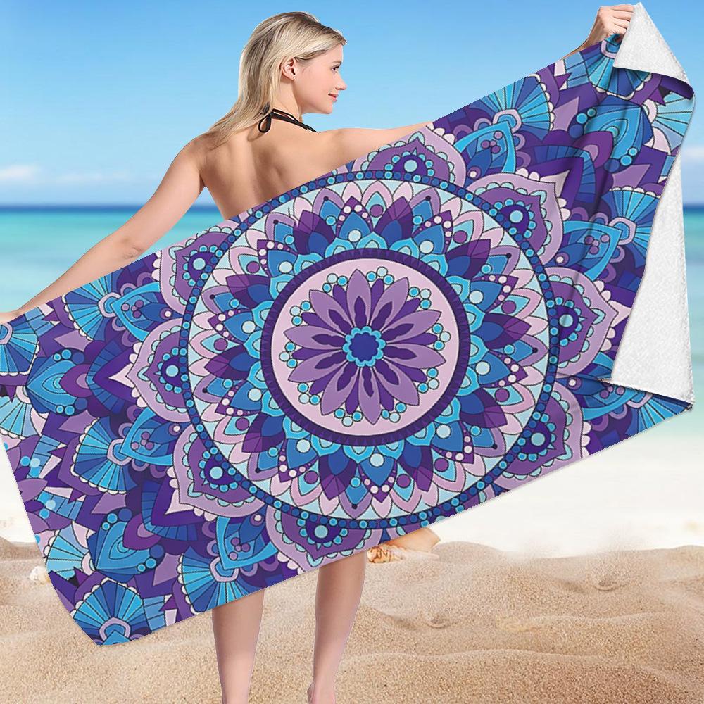 Mantra Beach Collection Digital-printed Polyester Superfine Fiber Double-sided Fleece Beach Vacation Bath Towel, Beach Towel