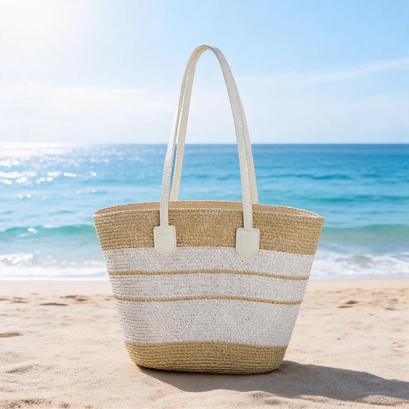 Straw Hat Tote Bag Set Adjustable Wide Brim Sun Hat Sturdy Woven Handbag 2Pcs for Women Outdoor Summer Activities