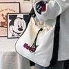 Large Capacity Casual Canvas Tote Bag for Women 2024 New Color-Block Drawstring Shoulder Bag Versatile Commuter Crossbody Bag