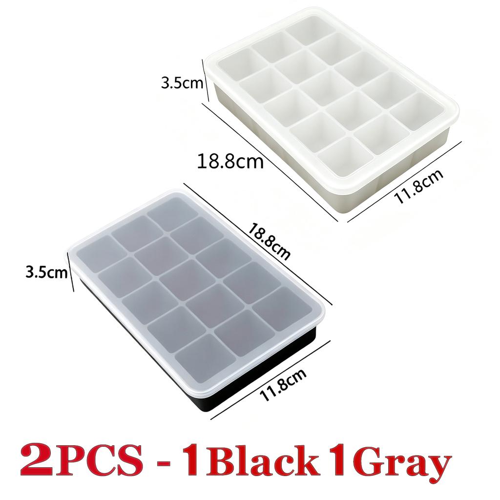 15 Grids Ice Cube Trays 100% Food Grade Silicone Ice Molds Easy Release Flexible Ice Cubes Mould with Lid for Whiskey Cocktail
