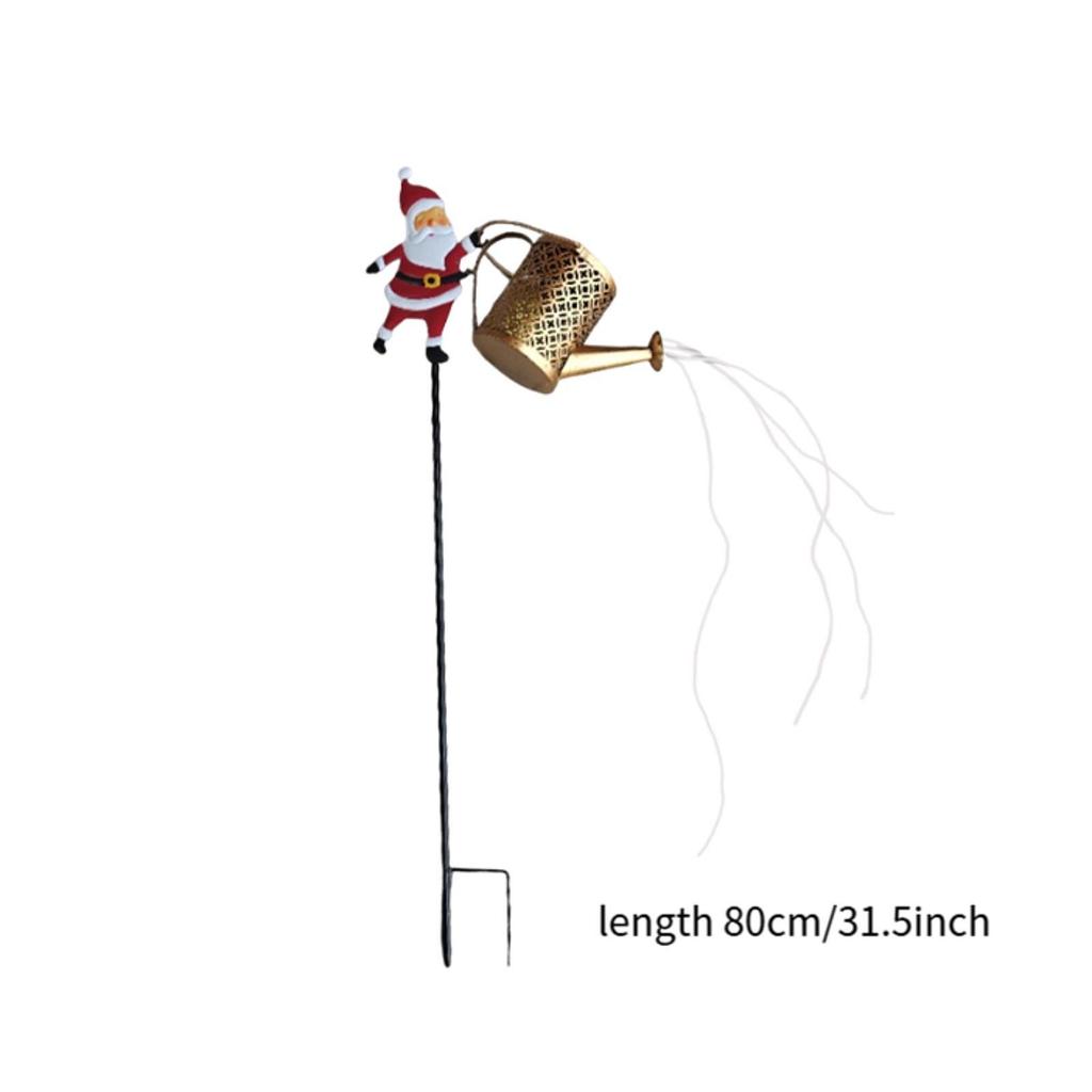 Solar Santa Watering Can Light Garden Decor Lights Hanging Lantern
