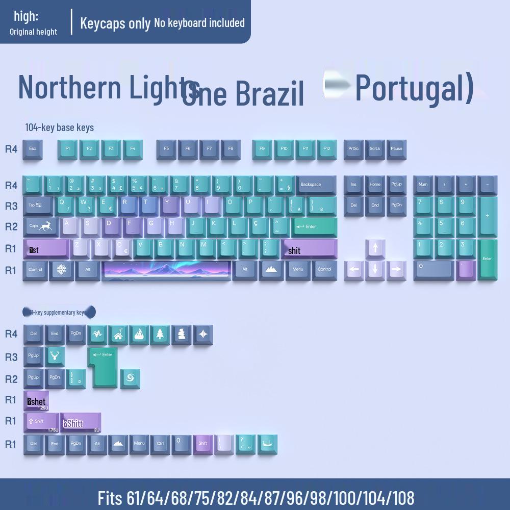 74-Key PBT Dye-Sublimated Keycaps, Original Height, Compatible with 60/61/68-Layout Mechanical Keyboards
