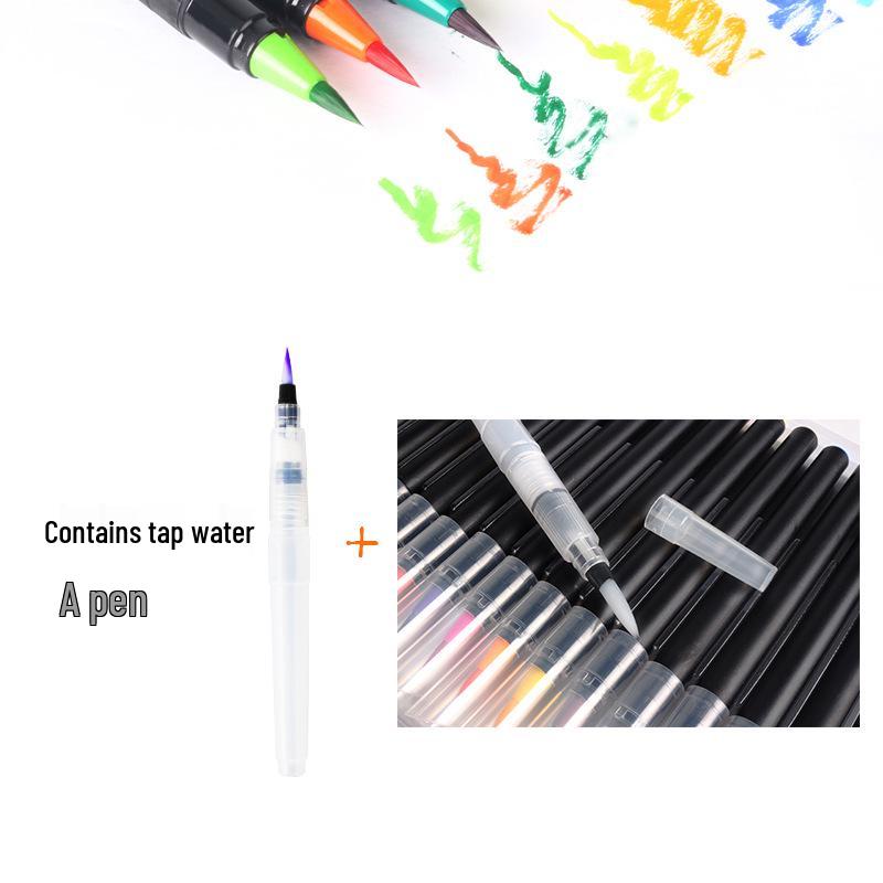 20-Color Soft Tip Watercolor Calligraphy Brush Pens with Water-Fill Brush and Ink Palette