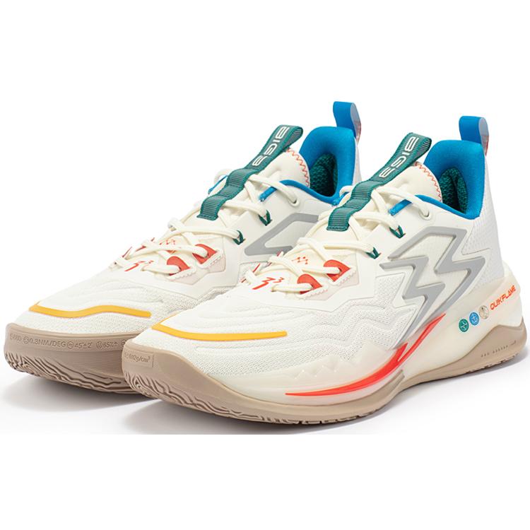 361 Big3 3.0 Pro Abriebfest Atmungsaktiv Niedrig geschnitten Basketballschuhe Herren Federweiß 672311110F-1